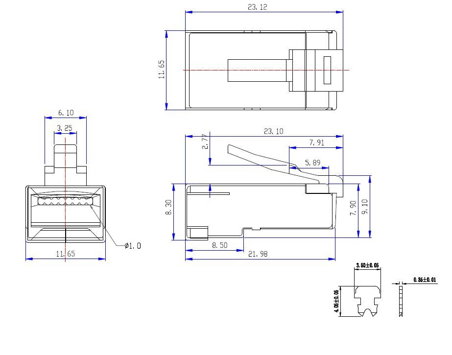 Коннектор RJ45 (8p8c) cat.5е, экранированный, нож с 2-мя зубцами, 100шт, NETKO Optima__4