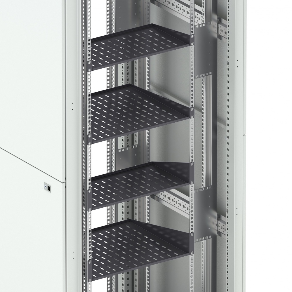 Полка консольная DANNMAN ASH-2U-250-RAL9005 до 20кг, 2U, 485х250мм, черная_1