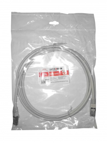 Патч-корд FTP4 cat.5e, 2.0м, литой коннектор, серый, LSZH, NETKO Expert CKC_1