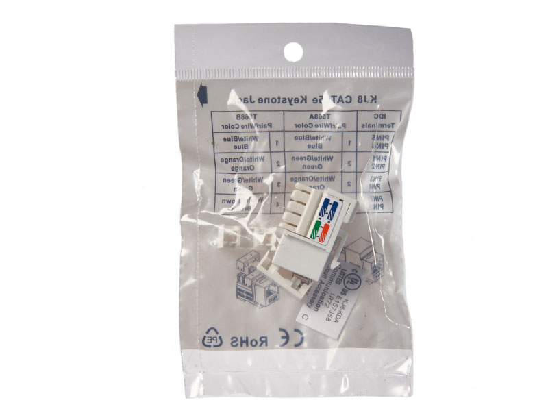 Модуль Keystone неэкранированный, RJ45, cat.5e, 90°, 110Krone тип, универсальный, белый_2