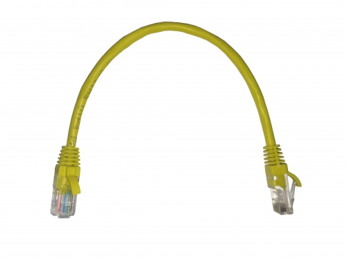 Патч-корд UTP4 cat 5e, 0,25м, ВС, LSZH, желтый, литой коннектор NETKO Optima