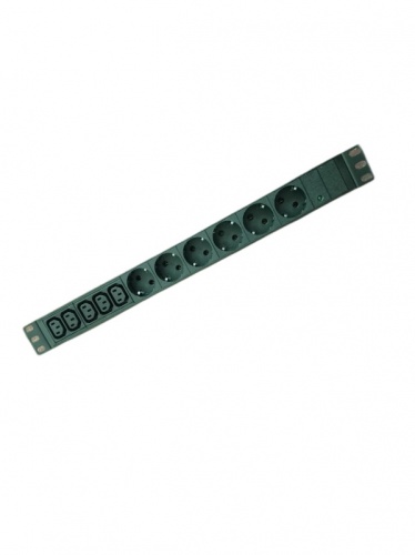 Блок розеток 19", 1U, 6 роз. Schuko, 5 роз. C13, индик., однофазн. 10A, вход пит. C14. RS19-6SH-5C13