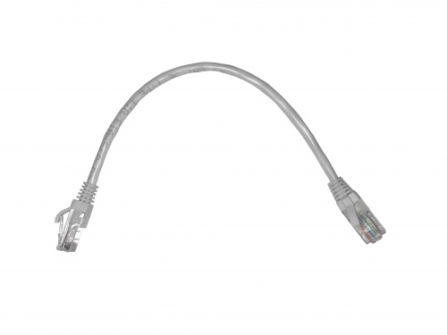 Патч-корд UTP4 cat 5e, 0,25м, ВС, LSZH, серый, литой коннектор NETKO Optima