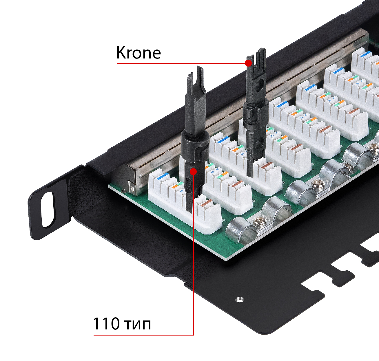 Патч-панель экранированная Cat. 6 19", 0,5U, 24 портов RJ-45