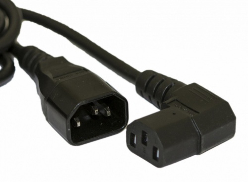 Hyperline PWC-IEC13A-IEC14--BK Кабель питания монитор-компьютер IEC 320 C13 (угловая)-IEC 320 C14 (3x0.75), 10A, прямая вилка, , цвет черный
