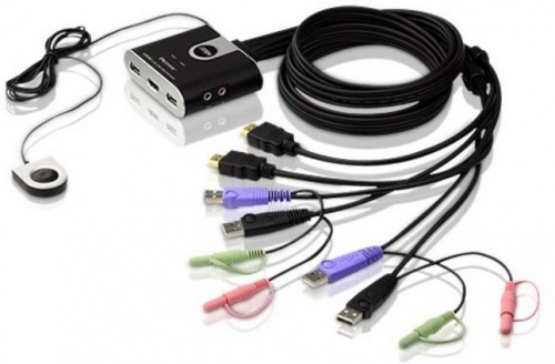 KVM-переключатель ATEN CS692-AT, 2 порта, USB, HDMI, аудио