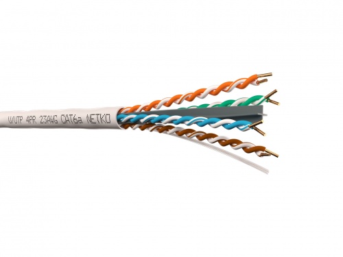 Кабель UUTP4 cat.6, 4 пары 23 AWG BC, 305м, одножильный, неэкранированный, с крестовиной, 305м, сер
