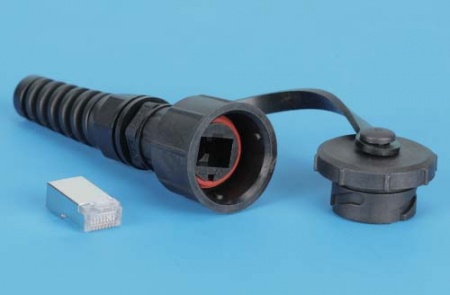 Промышленный разъем RJ-45 (8P8C) под витую пару, IP67, категория 5e, с защитной крышкой, экранир(SH)-0
