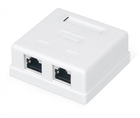 Розетка компьютерная RJ-45, категория 5e, экранированная, двойная, внешняя, Dual IDC, цвет белый-0