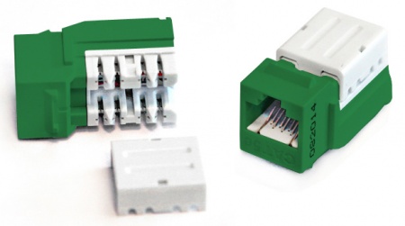 Вставка Keystone Jack RJ-45(8P8C), категория 5e, 110 IDC, заделка с помощью NE-TOOL, зеленая-0