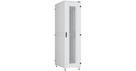 Напольный шкаф Lite 19",42U,перфор.двери,боковые цельномет.двухур.стенки,замки,800х2042х800,RAL7035-0