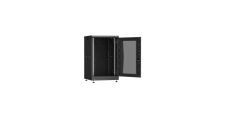 Напольный шкаф PRACTICAL, 19", 18U, стеклянная дверь, Ш600хВ943хГ600мм, в разобранном виде, черный-1