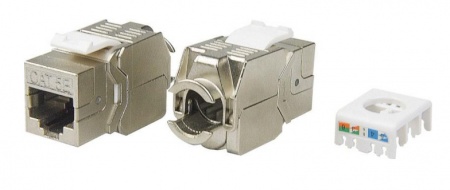 Вставка Keystone Jack RJ-45(8P8C), категория 5e, экранированная, тип 180 градусов, Toolless, белая-0