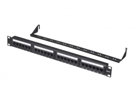 Патч-панель UTP, 19", 24 порта RJ45, cat.6, 1U, Dual Type, с органайзером, "L"-0