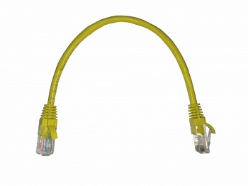 Патч-корд UTP4 cat 5e, 0,25м, ВС, LSZH, желтый, литой коннектор NETKO Optima
