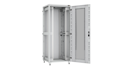 Напольный шкаф Lite 19",42U,стекл.дверь,мет.двухур.стенки,мет.задняя дверь,600х2042х1000,RAL7035-1