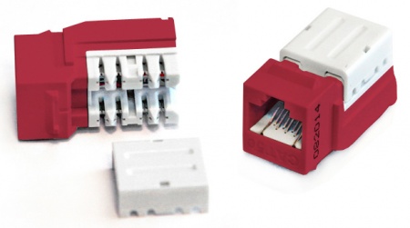 Вставка Keystone Jack RJ-45(8P8C), категория 5e, 110 IDC, заделка с помощью NE-TOOL, красная-0