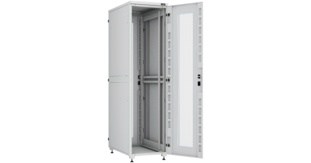 Напольный шкаф Lite 19",42U,перфор.двери,боковые цельномет.двухур.стенки,замки,600х2042х600,RAL7035-3