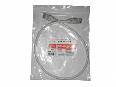 Патч-корд UTP4 cat 5е, 0,5м, ВС, LSZH, серый, литой коннектор NETKO Optima-1