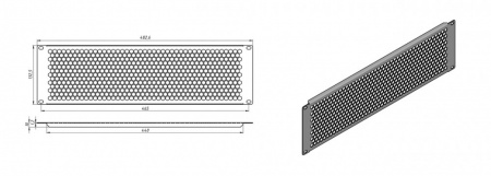 Фальшпанель в шкаф 19" 3U, перфорированная (RAL9005)-2