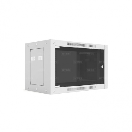 19'' Настенный шкаф NTSS СТАНДАРТ 9U 600×450×500 мм, стеклянная дверь, стенки съемные, RAL 7035-1
