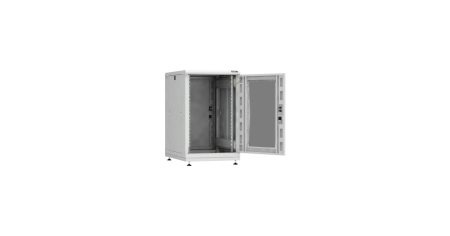 Напольный шкаф PRACTICAL, 19", 18U, стеклянная дверь, Ш600хВ943хГ800мм, в разобранном виде, серый-1