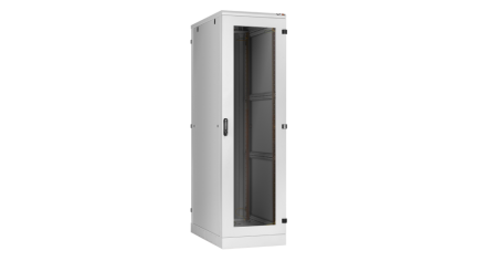 Напольный шкаф Classic 19",33U,стекл.дверь,бок.цельнометалл.стенки и зад.дверь,600х1660х1000,RAL7035-0