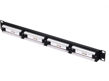 Патч-панель UTP, 19", 24 порта RJ45, cat.6, 1U, Dual Type, с органайзером, "L"-1