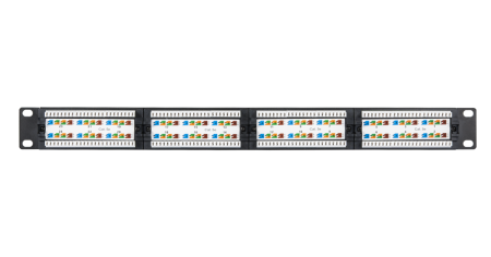 Коммутационная панель NETLAN 19", 1U, 24 порта, Кат.5e, неэкранированная, черная-1