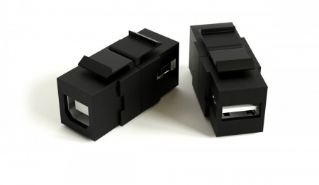 Вставка формата Keystone Jack с проходным адаптером USB 2.0 (Type A-B), ROHS, черная-0