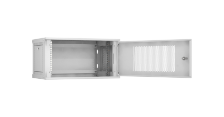 Настенный разборный шкаф Lite 19",6U,перфор.дверь,600х303х350мм,1 пара монтажных направл,RAL 7035-1