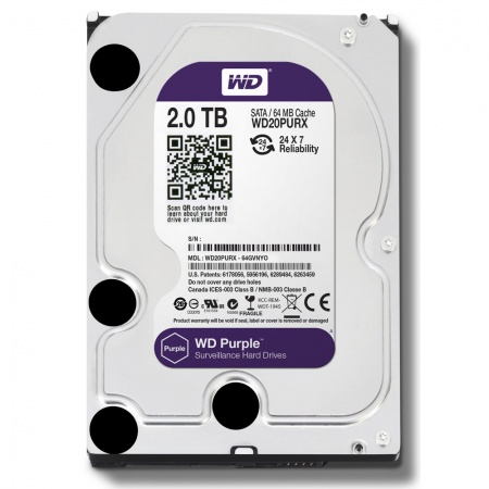 Жесткий диск Western Digital 8ТБ WD84PURZ, Purple, 3.5", DV&NVR, SATA-III 5640M 128MB-0