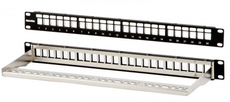 Модульная патч-панель 19", 24 порта,Flat Type,1U,для UTP/FTP Keystone(кр.KJ1-C2,KJ2-C5e,KJ2-C6)с орг-0