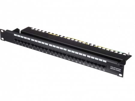 Патч-панель телефонная UTP, 19", 25 портов RJ45, cat.3, 1U, Krone Type, "L"-0