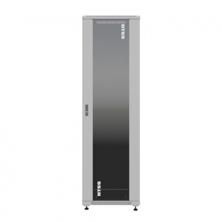 19" напольный шкаф "ПРЕМИУМ" 22U 600х600мм, передняя дверь стекло,задняя дверь металл, RAL 7035-0