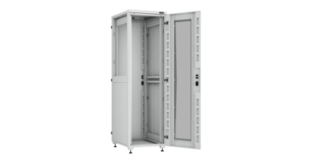 Напольный шкаф Lite 19",47U,стекл.дверь,мет.двухур.стенки,мет.задняя дверь,800х2264х800,RAL7035-1
