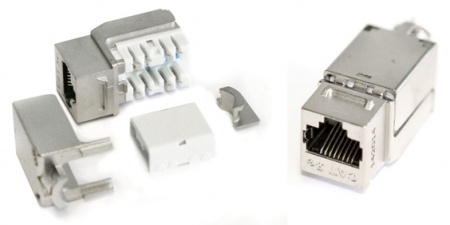 Вставка Keystone Jack RJ-45(8P8C), категория 5e, экранир., 110 IDC, заделка с помощью NE-TOOL, белая-1