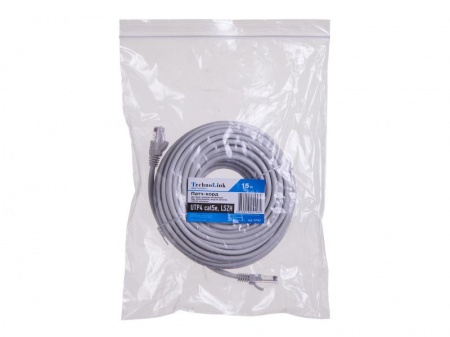 Патч-корд Technolink UTP4 cat 5e, 15,0м, ВС, LSZH, серый, литой коннектор-2