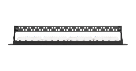 Коммутационная панель NIKOMAX 19", 1U, 24 угловых порта, Кат.5e, неэкр., с органайзером, черная-1