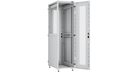 Напольный шкаф Lite 19",42U,перфор.двери,боковые цельномет.двухур.стенки,замки,600х2042х600,RAL7035-2