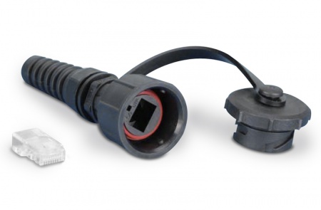 Промышленный разъем RJ-45 (8P8C) под витую пару, IP67, категория 6, с защитной крышкой-0