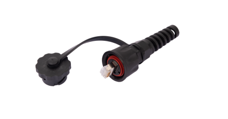 Индустриальный коннектор NIKOMAX RJ45/8P8C, Кат.6, экранированный, IP67, с защитной крышкой, чер.-0