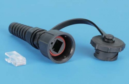 Промышленный разъем RJ-45 (8P8C) под витую пару, IP67, категория 5e, с защитной крышкой-0