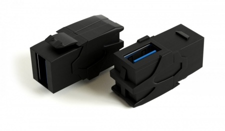 Вставка формата Keystone Jack с проходным адаптером USB 3.0 (Type A), 90 градусов, ROHS, черная-0