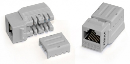 Вставка Keystone Jack RJ-45(8P8C), категория 5e, 110 IDC, заделка с помощью NE-TOOL, серая-0