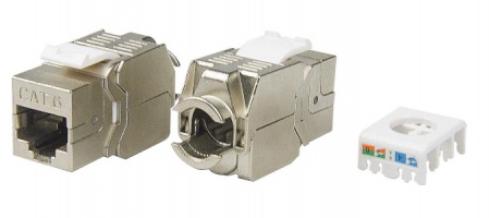Вставка Keystone Jack RJ-45(8P8C), категория 6, экранированная, тип 180 градусов, Toolless, белая-0