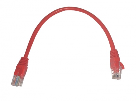 Патч-корд UTP4 cat 5e, 0,25м, ВС, LSZH, красный, литой коннектор NETKO Optima-0