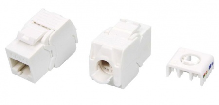 Вставка Keystone Jack RJ-45(8P8C), категория 6, тип 180 градусов, Toolless, белая-0