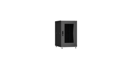 Напольный шкаф PRACTICAL, 19", 18U, стеклянная дверь, Ш600хВ943хГ800мм, в разобранном виде, черный-0