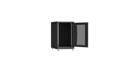 Напольный шкаф PRACTICAL, 19", 18U, стеклянная дверь, Ш600хВ943хГ800мм, в разобранном виде, черный-1